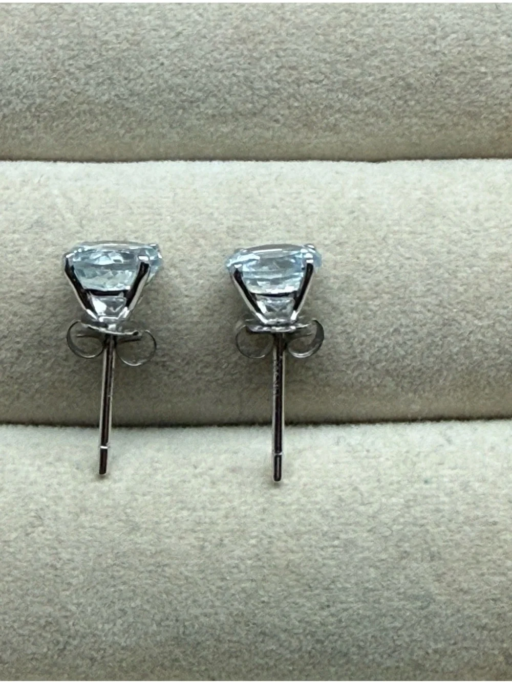 Genuine Aquamarine 14KT White Gold Stud Earrings